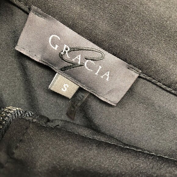 Gracia Ruched Zipper Front Midi Skirt Womens S Black Ruffle Bodycon Avant Garde - Picture 10 of 11